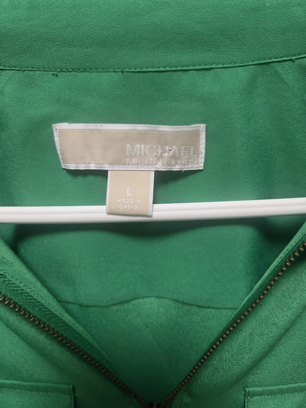 Michael Kors Green Zip-Front Blouse